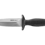 COLD STEEL COUNTER TAC II W/SHEATH silver fixed blade, left-side view with black textured handle