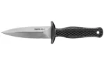 COLD STEEL COUNTER TAC II W/SHEATH silver fixed blade, left-side view with black textured handle