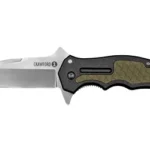 Cold Steel Crawford Model 1 folding knife open, side view with silver blade and green-black handle