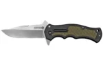 Cold Steel Crawford Model 1 folding knife open, side view with silver blade and green-black handle
