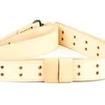 Springfield SPRGFLD MATCH RFL LEATHER SLING tan leather sling, coiled view with punched holes