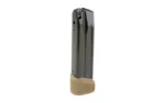 Springfield Echelon magazine, angled front view with dark body and tan baseplate