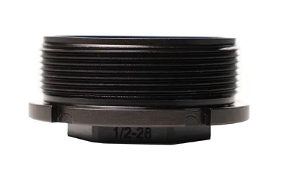 primary-10599 HUXWRX HUB Direct Thread Adapter black, angled side view with threaded exterior and hex base