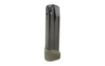 Springfield Echelon magazine upright in dark gray with olive drab green base pad
