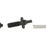 LBE AR FRONT SIGHT POST black front sight post components and silver spring, laid out side by side