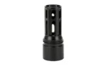 HUXWRX Safety Co. HUX Flash Hider QD 762 black angled view with side ports