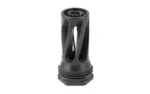 HUXWRX Safety Co. HUX FLASH HIDER QD 556 5/8X24 BLK, black flash hider in angled view