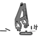 LBE FRONT SIGHT BASE black side view with sight tower, sling loop and loose hardware