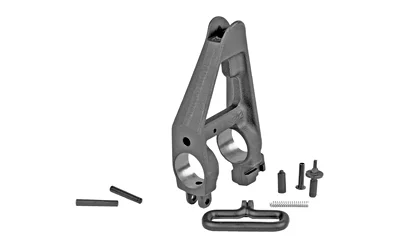 LBE FRONT SIGHT BASE black side view with sight tower, sling loop and loose hardware