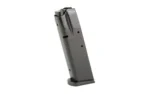 ProMag CZ-75 blue steel magazine, angled side view with witness holes and black baseplate