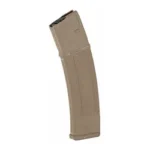 PROMAG AR-15 ROLLER tan curved polymer magazine, angled side view