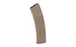 PROMAG AR-15 ROLLER tan curved polymer magazine, angled side view