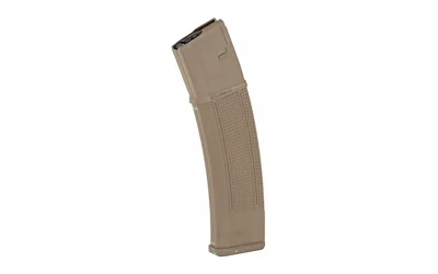 PROMAG AR-15 ROLLER tan curved polymer magazine, angled side view
