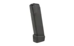 ProMag for GLK 17 magazine, black angled side view with extended baseplate