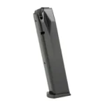 ProMag Canik TP9 blue steel magazine, angled side view with witness holes and black baseplate