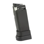 PROMAG for GLK 36, black polymer magazine in angled side view with extended baseplate