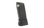 PROMAG for GLK 36, black polymer magazine in angled side view with extended baseplate