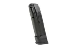 PROMAG SIG P320 9MM 20RD BLUE STEEL, black magazine in angled side view with black baseplate