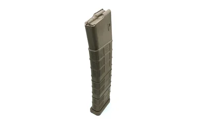 PROMAG AR10 magazine, flat dark earth angled side view with ribbed body