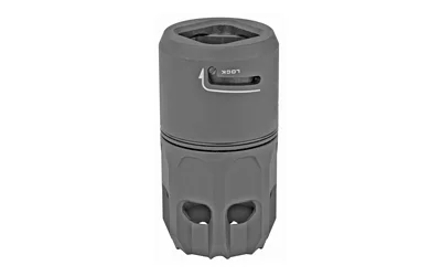 primary-10957 STRIKE OPPRESSOR BLAST SHIELD, black angled side view with cylindrical body and locking collar