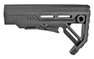 primary-10958 STRIKE MOD1 STOCK W/QD BLACK, black right-side view with open frame, slots and QD socket