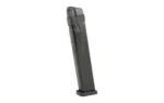 PROMAG 9MM 28RD blue steel magazine, angled side view with black baseplate