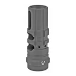 STRIKE JPN TYPE89 CMP 2.0 556, gray cylindrical compensator, angled side view with ports