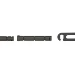 STRIKE AR ANTI-WALK PINS BLK two black pins and retaining plate laid out in top view