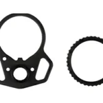 Strike Multi Function End Plate, black front view with circular plate and separate toothed ring