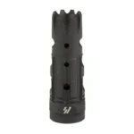 STRIKE TRIPLE CROWN black muzzle device, upright side view with crown tip and round ports