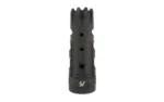 STRIKE TRIPLE CROWN black muzzle device, upright side view with crown tip and round ports