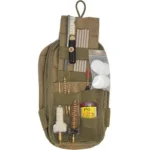 PRO-SHOT TAC RFL PACK .223/5.56, olive pouch open with cleaning tools, patches and bottles