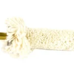 PRO-SHOT CHAMBER MOP white fuzzy mop in side view with brass threaded stem