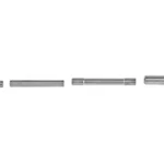 LANTAC Titanium Pin Set for Glock, side view of four silver pins arranged in a row