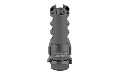 LANTAC DRAGON MB FOR DEAD AIR 5.56 gray muzzle brake angled front view with side ports