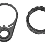 LANTAC RPS END PLATE & CASTLE NUT black end plate and notched castle nut, front view