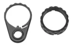 LANTAC RPS END PLATE & CASTLE NUT black end plate and notched castle nut, front view