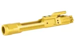 LANTAC 556 ENHANCED BCG TIN gold bolt carrier group, angled side view