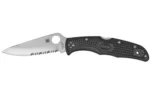 Spyderco Endura 4 Nylon ComboEdge, open right-side view with silver blade and black handle
