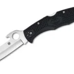 SPYDERCO ENDURA 4 EMERSON OPENER open knife side view with silver blade and black textured handle