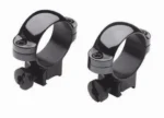 Burris Deluxe Solid Steel .22 Rings, pair of matte black scope rings in angled view
