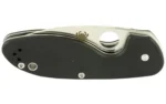 SPYDERCO EFFICIENT G-10 SATIN PLAIN closed black folding knife, side view with silver hardware