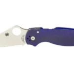 SPYDERCO PARA 3 G-10 DARK BLUE open folding knife, side view with silver blade and blue handle
