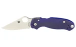 SPYDERCO PARA 3 G-10 DARK BLUE open folding knife, side view with silver blade and blue handle