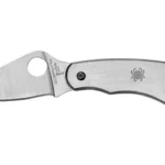 Spyderco SS Clipitool Bottle Opener Screwdriver, open side view with silver handle and blade
