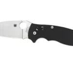 SPYDERCO MANIX 2 XL BLK G10 PLNEDGE open folding knife with silver blade and black handle, side view