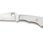 Spyderco Grasshopper stainless folding knife, open right-side view with plain blade