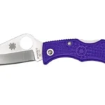 SPYDERCO LADYBUG3 PURPLE FRN PLAIN open folding knife with purple handle and silver blade