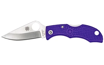 SPYDERCO LADYBUG3 PURPLE FRN PLAIN open folding knife with purple handle and silver blade