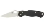 SPYDERCO PARA MILITARY 2 G-10 PLAIN, open side view with silver blade and black handle